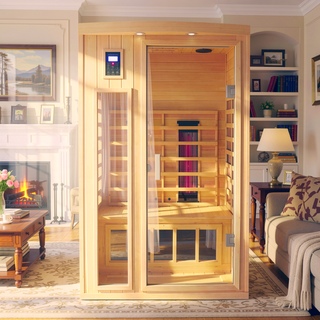 Sunvega Canadian Hemlock Wood Far Infrared Sauna with 9 Chromo Therapy Lights