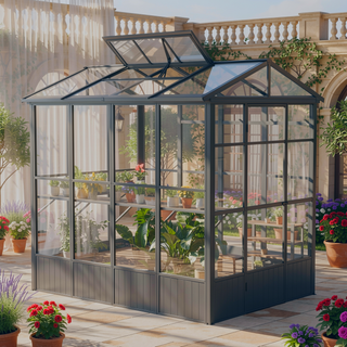 Sunvega 8FT High All-Aluminum Greenhouse with Auto Vent and Polycarbonate Panels