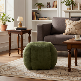 Sunvega Faux Fur Bean Bag Sofa Chair with Back Support and Footstool for Adults