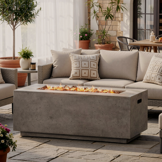 Sunvega Modern 40" 40,000 BTU Rectangular Lightweight Concrete Propane Fire Pit