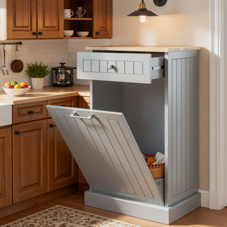 Sunvega Multifunctional Tilt Out Trash Bin Cabinet With Drawer For Kitchen And Laundry