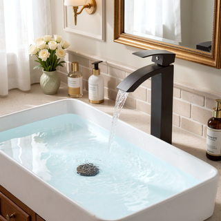 Sunvega Brushed Nickel Single Hole Waterfall Bathroom Sink Faucet with Single Handle