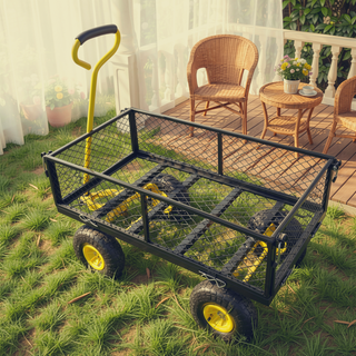 Sunvega Garden Dump Cart with Inflatable Tires and Spacious Bed for Gardening Tasks