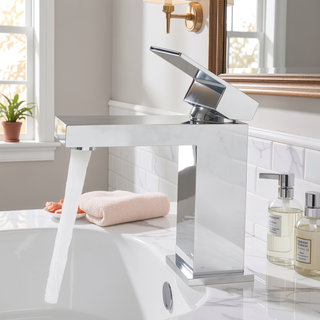 Sunvega Brushed Nickel Single Hole Bathroom Sink Faucet with Pop-up Drain