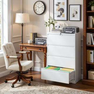 Sunvega 4 Drawer Metal Vertical File Cabinet with Lock for A4 Legal Letter Size