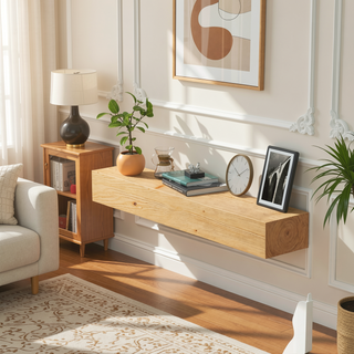 Sunvega Handcrafted Pine Wood Fireplace Mantel Shelf with Distinctive Wood Grain