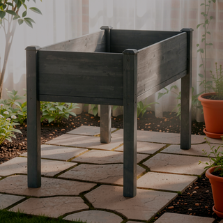 Sunvega Natural Solid Wood Raised Garden Bed with Legs for Outdoor Plants Flowers Fruits Vegetable Herb Growing
