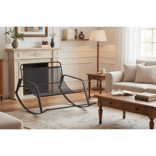 Sunvega Modern Gliding Rocking Chair with Technical Leather Upholstery and Boucle Recliner for Living Room