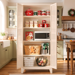 Sunvega 2 Shapely Steel Storage Cabinet with Lock and Adjustable Shelves for Kitchen Bedroom