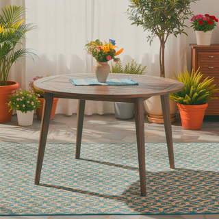 Sunvega Acacia Wood Gray Dining Table with Water Resistant Finish for Patio
