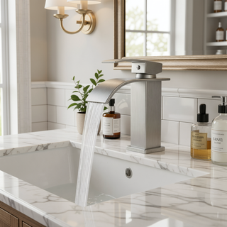 Sunvega Single Hole Bathroom Faucet with Ceramic Cartridge in Brushed Nickel
