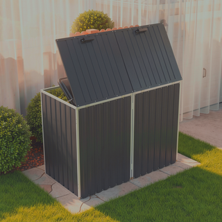 Sunvega Galvanized Steel Outdoor Bin Shed with 54 Cubic Feet Storage Space