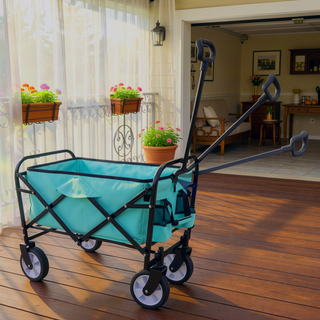 Sunvega Foldable Collapsible Wagon Cart with Extention Dual-Layer Design All-Terrain Wheels