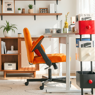 Sunvega Orange Criss Cross Armrest Office Chair with Wheels for Home Office