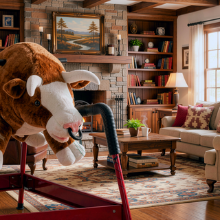 Sunvega ASTM-F963 Certified Spring Rocking Horse with Plush Fabric and Animal Sounds