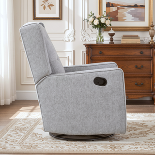Sunvega Milah Tufted Brushed Tweed Swivel Gliding Recliner with Wingback Design