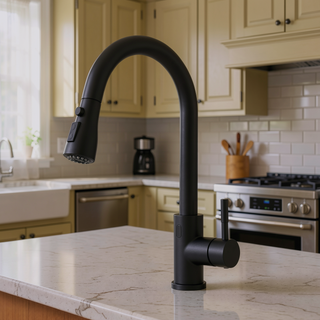 Sunvega Black Stainless Steel Touchless Kitchen Faucet With Pull Out Sprayer