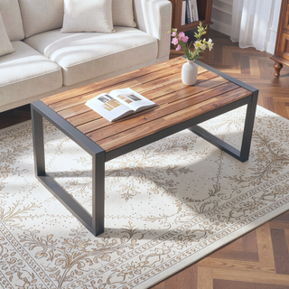 Sunvega Modern Outdoor Patio Furniture Set with Acacia Wood Table and PE Rattan