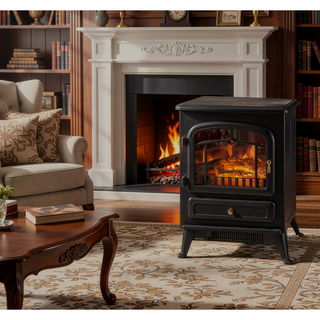 Sunvega Freestanding Fireplace Mantel with Baroque Design and Storage Columns