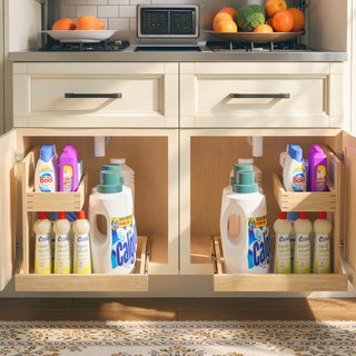 Sunvega 2 Tier Pull Out Cabinet Organizer with Soft Close and U Bracket