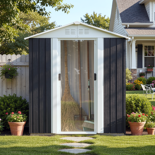 Sunvega 5FT x 3FT Grey Outdoor Pent Roof Garden Tool Storage Shed House