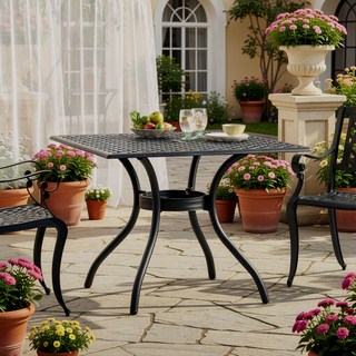 Sunvega Traditional Cast Aluminum Dining Chairs with Floral Accents and Scroll Design Set of 2
