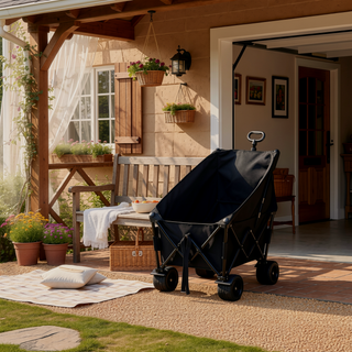 Sunvega Collapsible Wagon with Canopy 480Lbs Capacity 7" All-Terrain Wheels and Mosquito Net