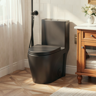 Sunvega Modern Fan-Shaped Design One-Piece Toilet with Dual Flush and Soft Close Seat