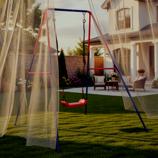 Sunvega Blue and Red 2 in 1 Baby Swing Set for Outdoor Playground Age 3+