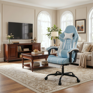 Sunvega Ergonomic Gaming Chair with Massage Lumbar Backrest and Retractable Footrest