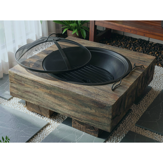 Sunvega Outdoor Wood-Burning Fire Pit with Durable Wood Grain Composite Design