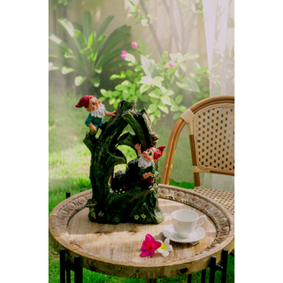 Sunvega 4-Tier Cascading Water Fountain with LED Light for Indoor or Outdoor