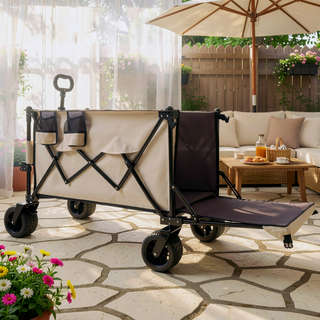 Sunvega Foldable Wagon Cart with Extended Tailgate Large All-Terrain Wheels 480LBS