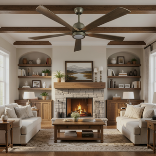 Sunvega 60 inch Modern Wood Ceiling Fan with Light and Remote Control, 6-Speed Noiseless Reversible DC Motor