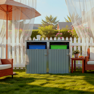 Sunvega Outdoor Garbage Bin Shed with Galvanized Steel for Garden Yard Storage