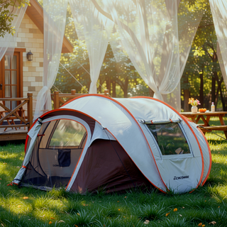 Sunvega Pop Up Boat Tent for 4-6 Persons with White and Brown Color