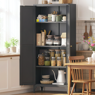 Sunvega Premium Powder Coated Steel Storage Cabinet With Four Adjustable Shelves