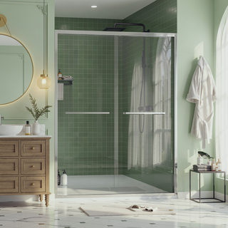 Sunvega 56-60"x58" Adjustable Aluminum Frame Double Sliding Bathtub Screen