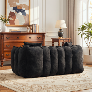 Sunvega Super Soft Chenille Bean Bag Chair with Armrests for Living Room