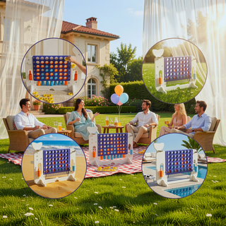 Sunvega 4-in-1 Giant Game Set with Basketball Hoop Ring Toss & Connect 4