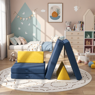 Sunvega Modular Kids Play Couch with Soft Velvet Washable Cover for Creative Play