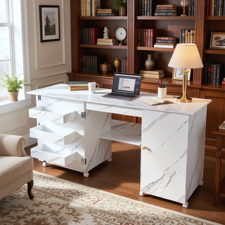 Sunvega 4-in-1 Folding Sewing Table with Lockable Wheels and Shelves for Crafting