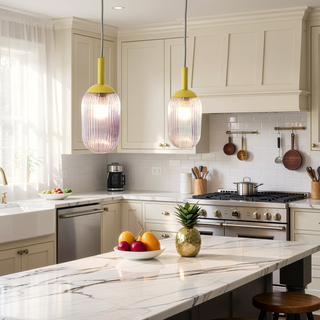 Sunvega Gold and Clear Glass Pendant Lamp with Mid-Century Modern Design for Kitchen