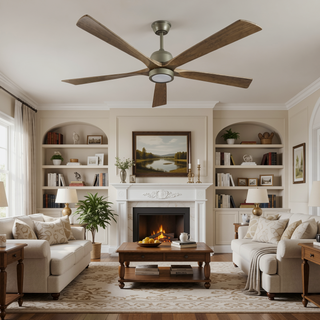 Sunvega 60 inch Modern Wood Ceiling Fan with Light and Remote Control, 6-Speed Noiseless Reversible DC Motor