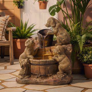 Sunvega Hand Crafted 22.75" High Weather Resistant Faux Stone Fountain with LED Lights