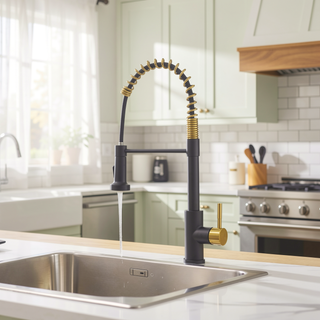 Sunvega Black and Nickel Gold Kitchen Faucet with Pull Out Sprayer