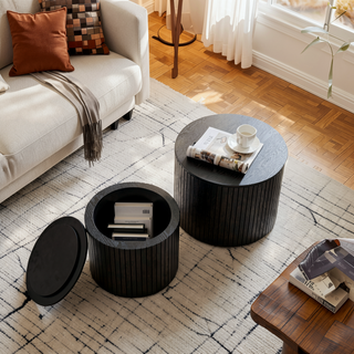Sunvega Round Waterproof Nesting Coffee Table Set for Living Room Sofa Corner
