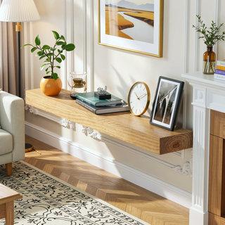 Sunvega Handcrafted Pine Wood Fireplace Mantel Shelf with Distinctive Wood Grain