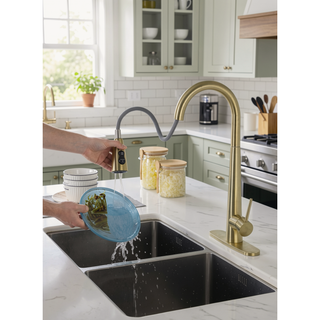 Sunvega Single Handle Stainless Steel Kitchen Sink Faucet with Pull Down Sprayer