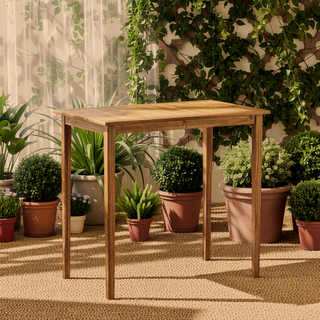 Sunvega Minimalist Acacia Wood Outdoor Bar Table with Dark Gray Finish